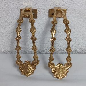 4 Brass Curtain Tie Back Holders Vintage Liards Vintage Ornate Shell Pattern